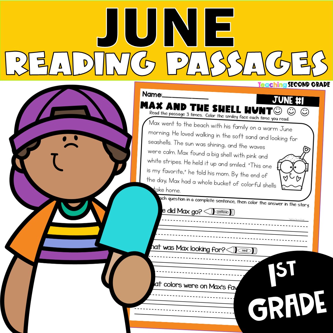 June Reading Passages 1st Grade Comprehension Questions Answers Text Evidence
