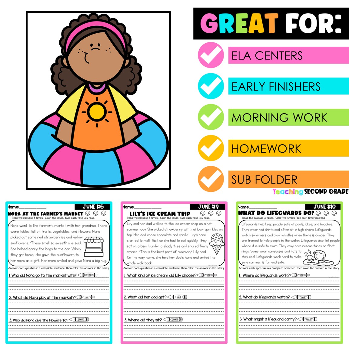 June Reading Passages 1st Grade Comprehension Questions Answers Text Evidence - Image 4