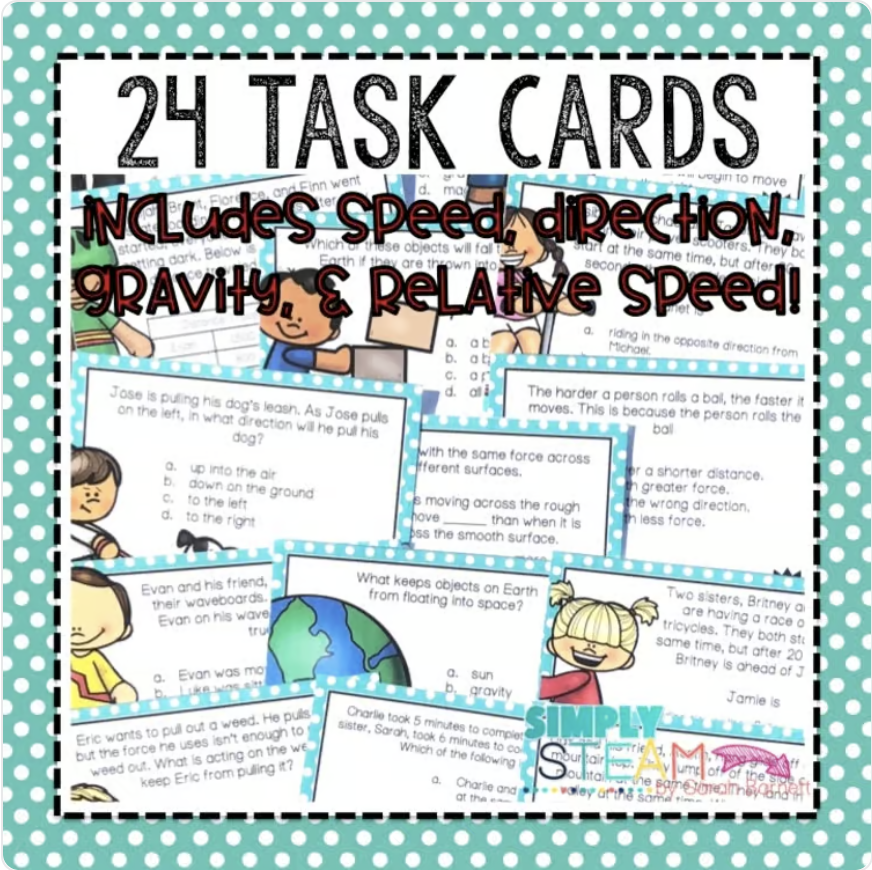 Force and Motion Task Cards - Teaching Ideas Made Easy