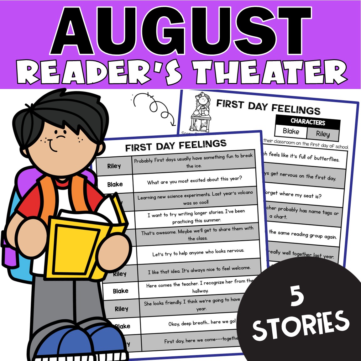 August Reader's Theater for 1st and 2nd Grade | 5 Stories Comprehension Question