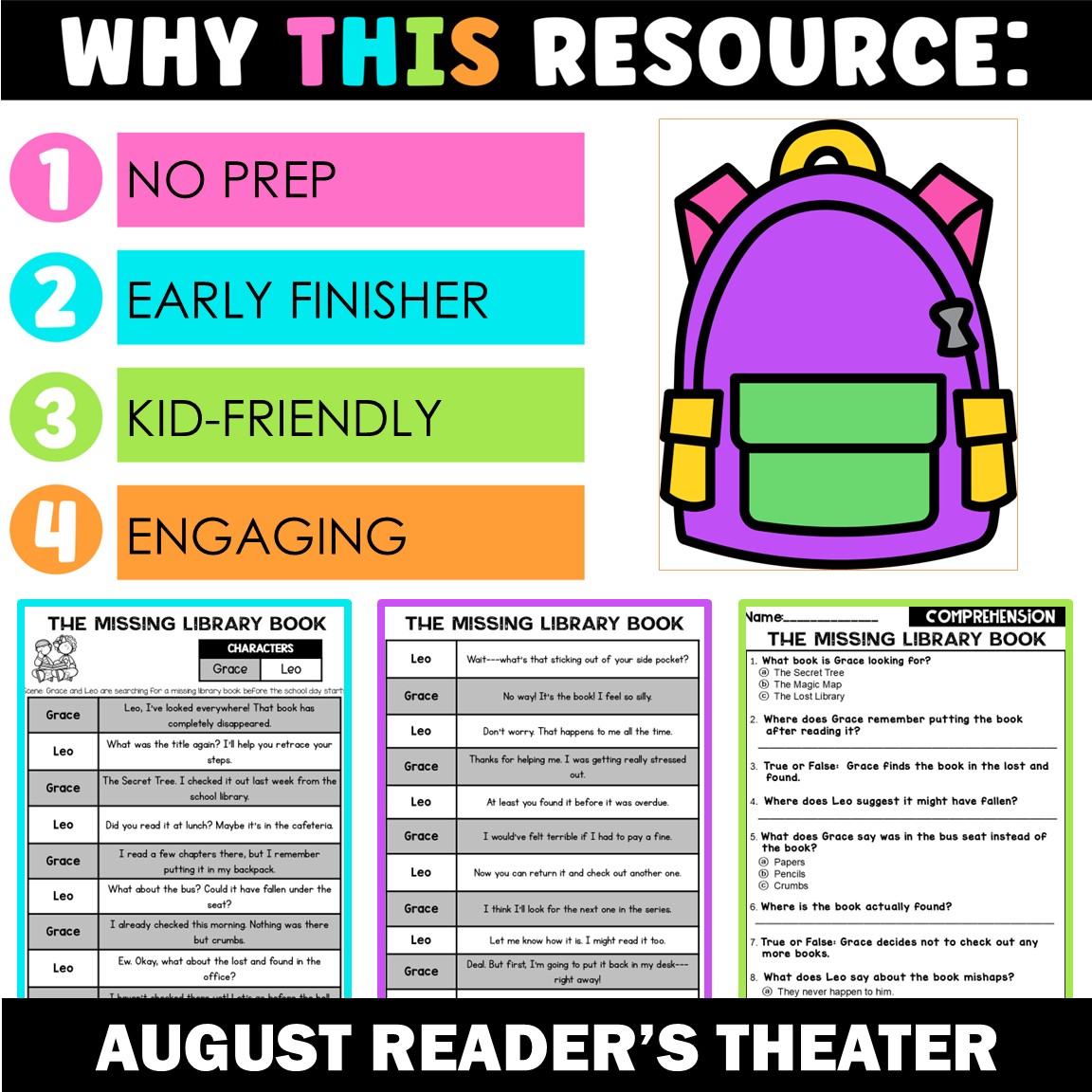 August Reader's Theater for 1st and 2nd Grade | 5 Stories Comprehension Question - Image 2