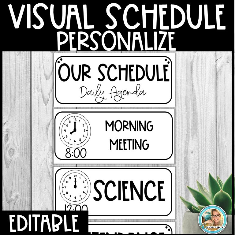 Classroom Daily Visual Schedule EDITABLE Template Cards - Image 2