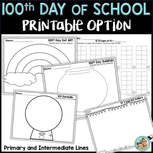 100th Day of School Activities | Google Slides VIRTUAL & PRINT OPTIONS ...