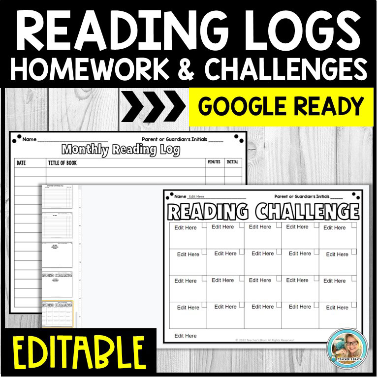MONTHLY Reading Logs & Challenge - EDITABLE GOOGLE SLIDES - Teaching ...