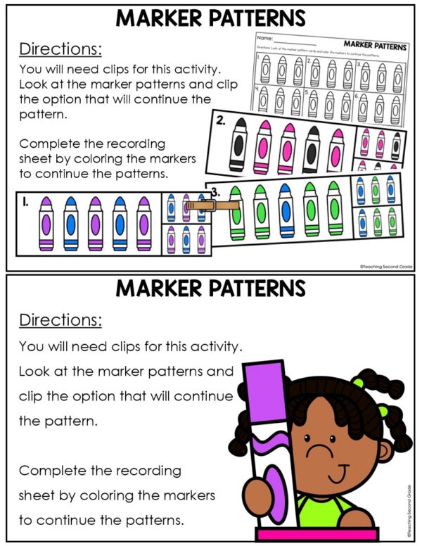 August Pattern Math Center | Back to School Pattern Activities ...