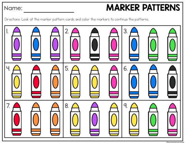 August Pattern Math Center | Back to School Pattern Activities ...