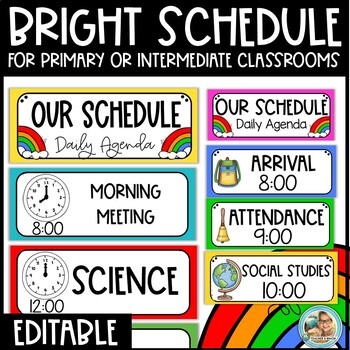 Classroom Daily Visual Schedule EDITABLE Cards | RAINBOW BRIGHT