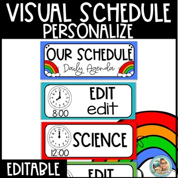 Classroom Daily Visual Schedule EDITABLE Cards | RAINBOW BRIGHT - Image 2