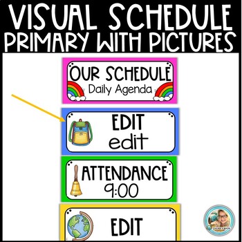 Classroom Daily Visual Schedule EDITABLE Cards | RAINBOW BRIGHT - Image 3