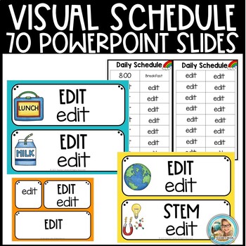 Classroom Daily Visual Schedule EDITABLE Cards | RAINBOW BRIGHT - Image 4