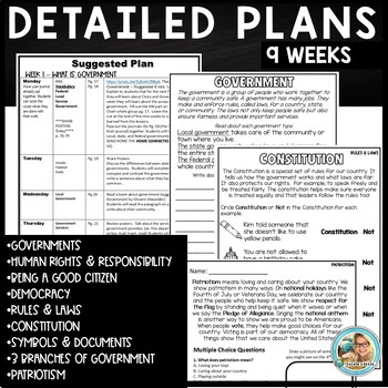Civics and Government ACTIVITIES 2ND GRADE Social Studies - 9 WEEKS - Image 3