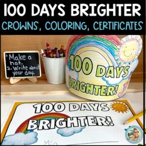 100th Day of School Crown | HAT | 100 Days BRIGHTER | Coloring Pages
