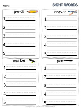 Sight Word Writing Practice K-1 Worksheets - Image 4