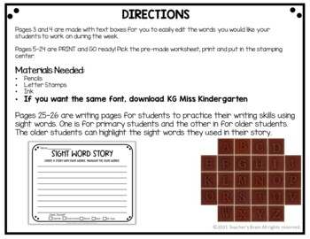 STAMPING Center | Sight Words Writing EDITABLE - Teaching Ideas Made Easy