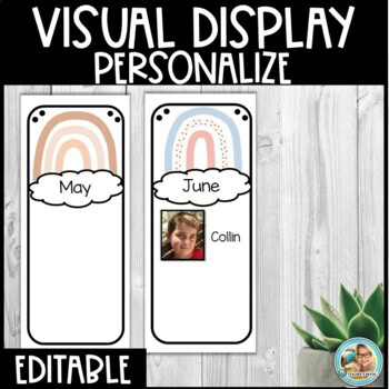 EDITABLE Birthday Chart Display Cards | Boho Rainbow Classroom Decor ...