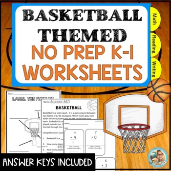 March Madness Math & Literacy Worksheets | Basketball Themed Activities