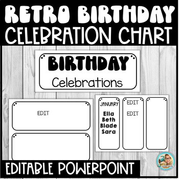 Retro GROOVY Classroom Decor | EDITABLE Birthday Chart Display Cards - Image 3