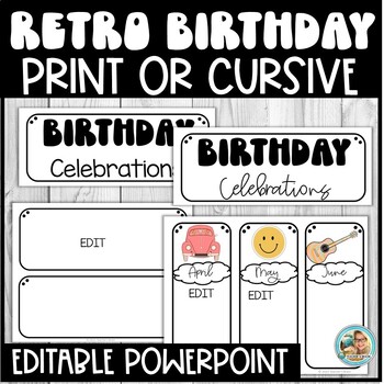 Retro GROOVY Classroom Decor | EDITABLE Birthday Chart Display Cards - Image 4