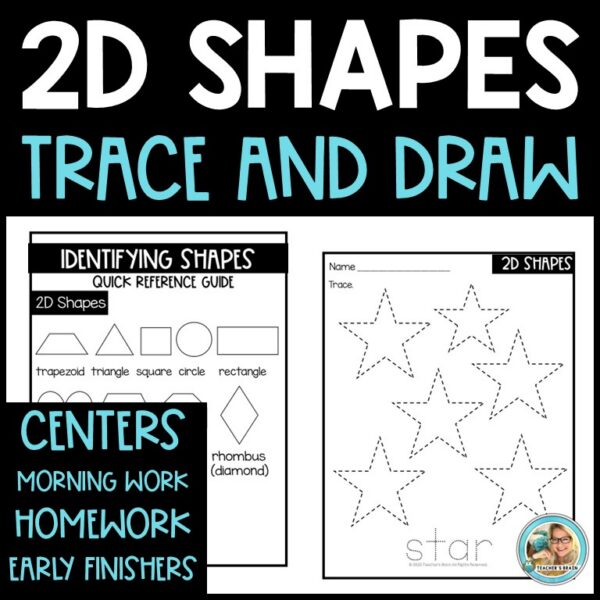 2D Shapes Worksheets - Trace and Draw Activities - Teaching Ideas Made Easy