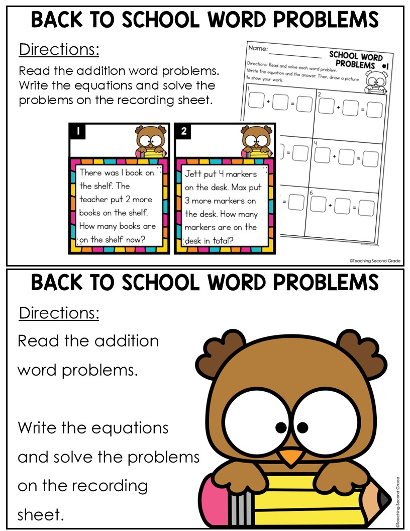 September Addition Word Problems Math Center | Fall Math Task Cards 1st and 2nd - Image 3