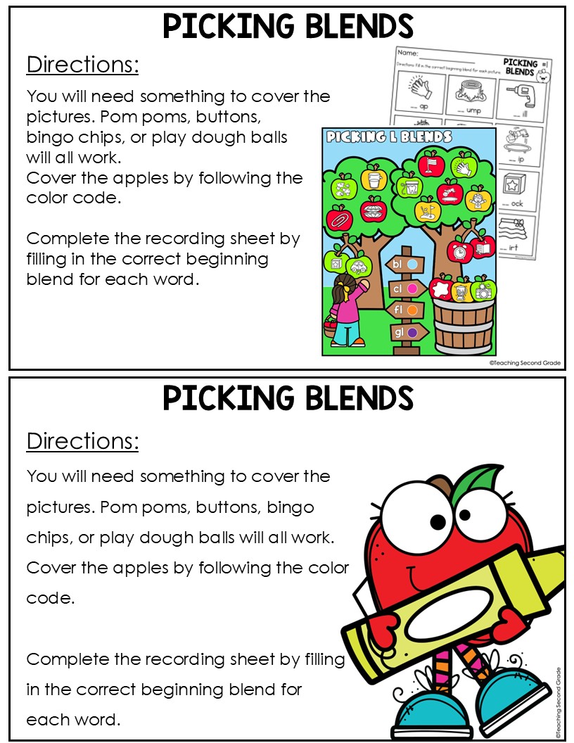 September Picking Blends Phonics Center | Apple-Themed Beginning Blends Game - Image 4