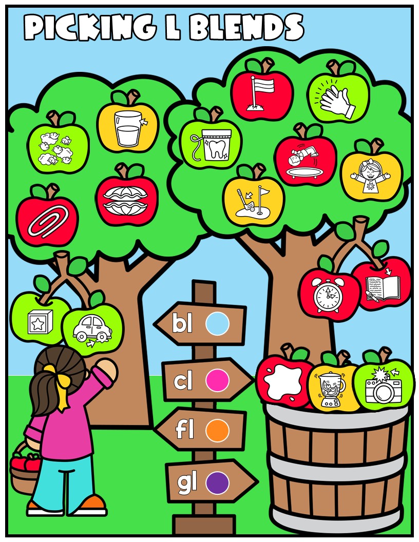 September Picking Blends Phonics Center | Apple-Themed Beginning Blends Game - Image 3