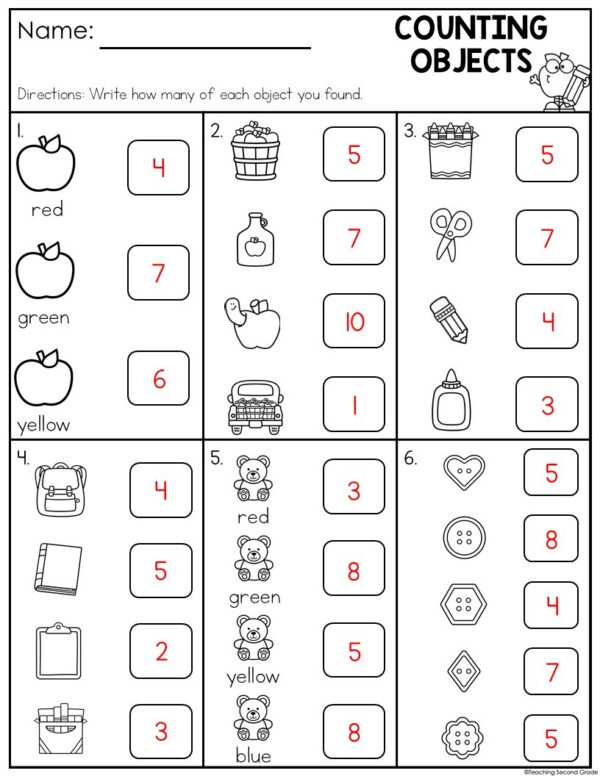 Fun September Counting Objects Math Center | Hands-On 1st Grade Math ...