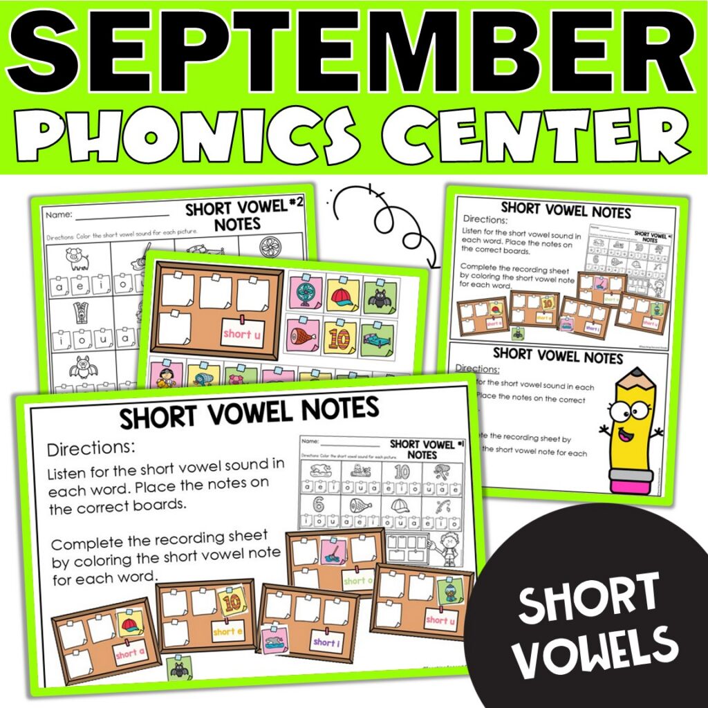 September Short September Short Vowels Phonics Center | Hands-On Word Work Activity ...