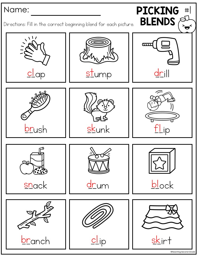 September Picking Blends Phonics Center | Apple-Themed Beginning Blends Game - Image 2