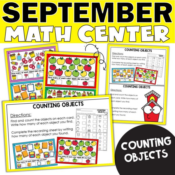 Fun September Counting Objects Math Center | Hands-On 1st Grade Math ...