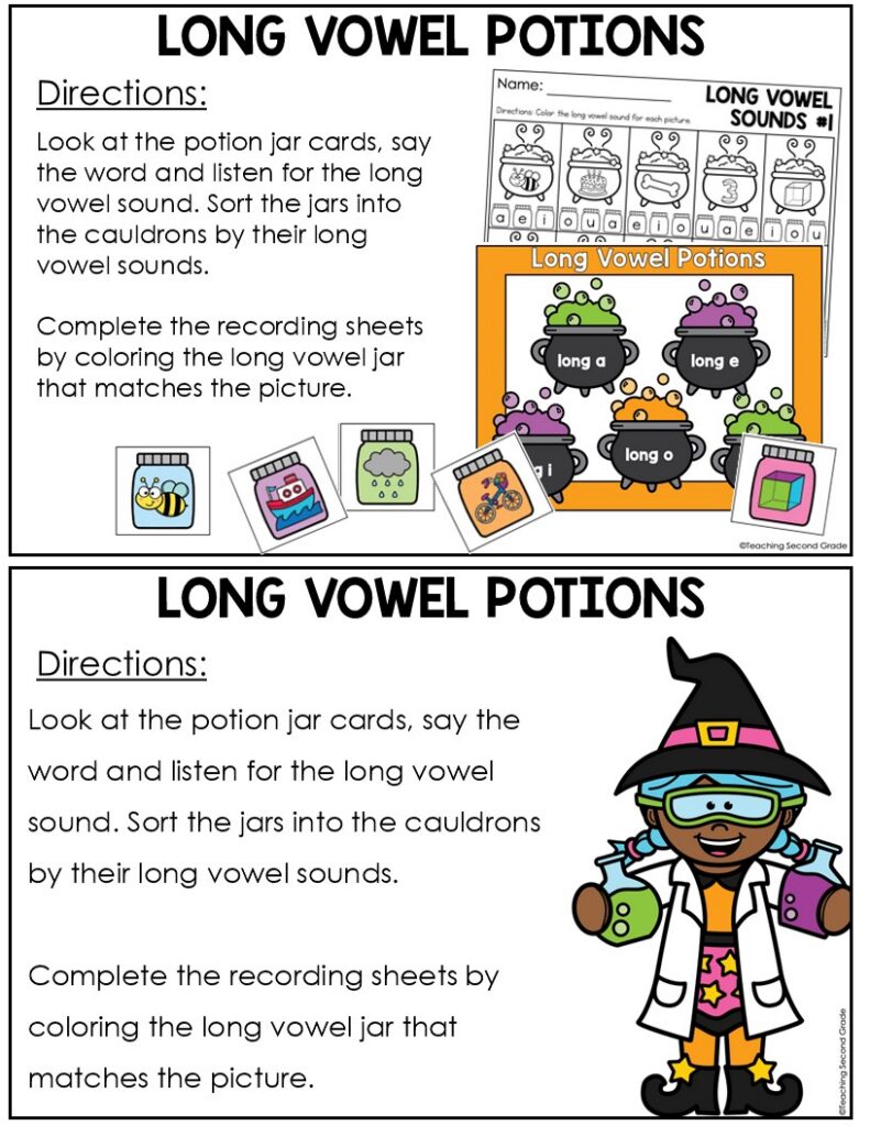 Halloween Long Vowels Phonics Center October Hands-On Sorting Activity ...
