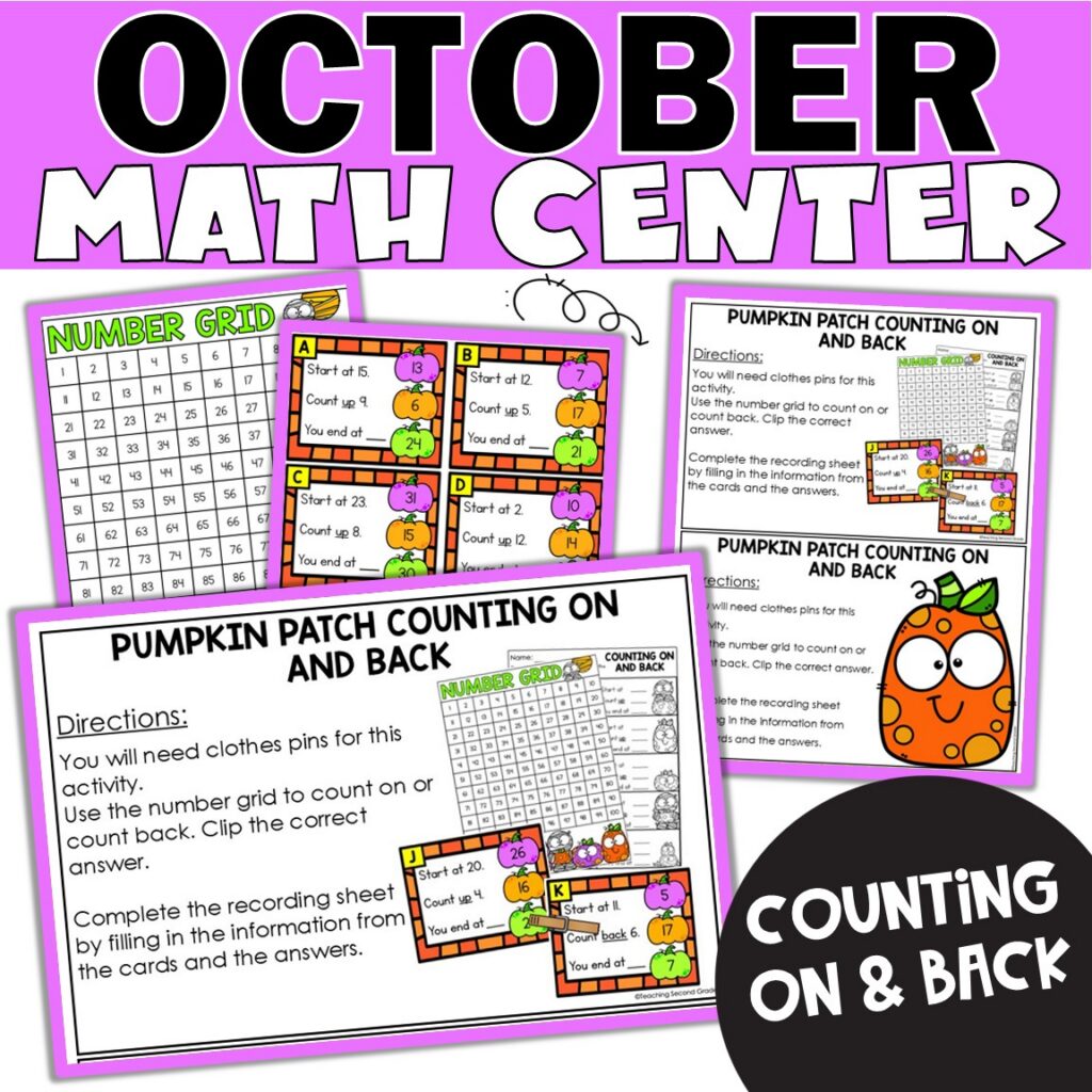 October Count Halloween Hundreds Chart Math Center | October Count On and Back ...