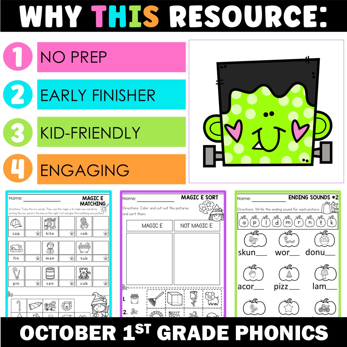 Halloween Phonics Worksheets | October Literacy Practice & Review Pages w/ Blend - Image 2