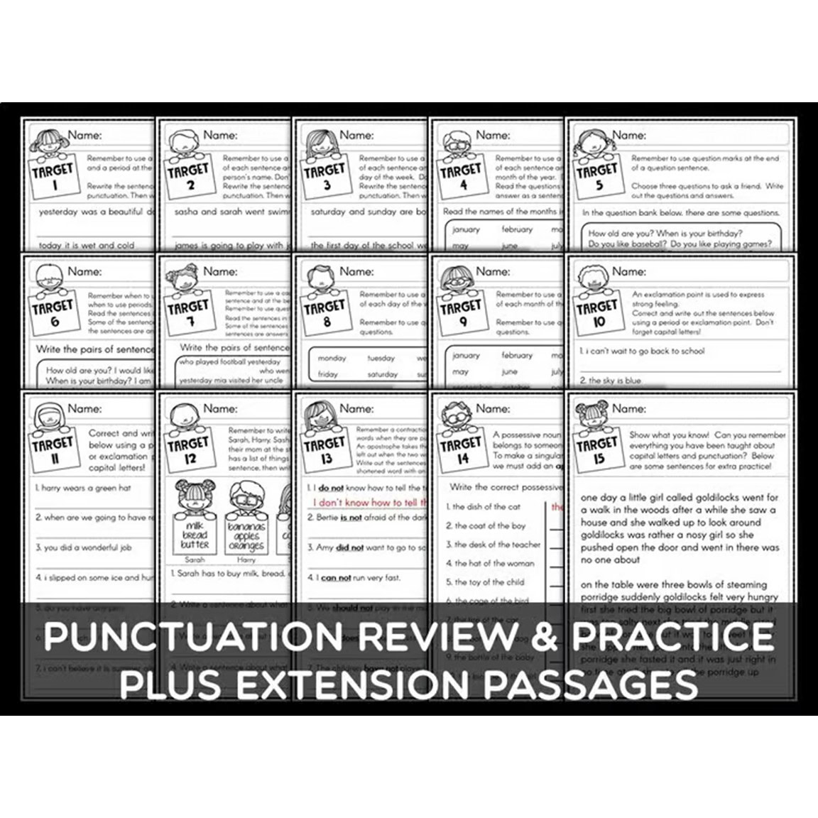 Capitalization and Punctuation PowerPoint + Worksheets | Grammar Review ...