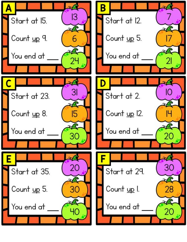 October Count Halloween Hundreds Chart Math Center | October Count On and Back ...