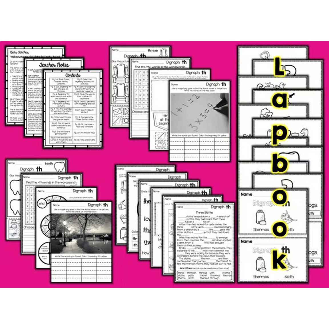 Consonant Digraph TH worksheets and activities for beginning and ending TH words