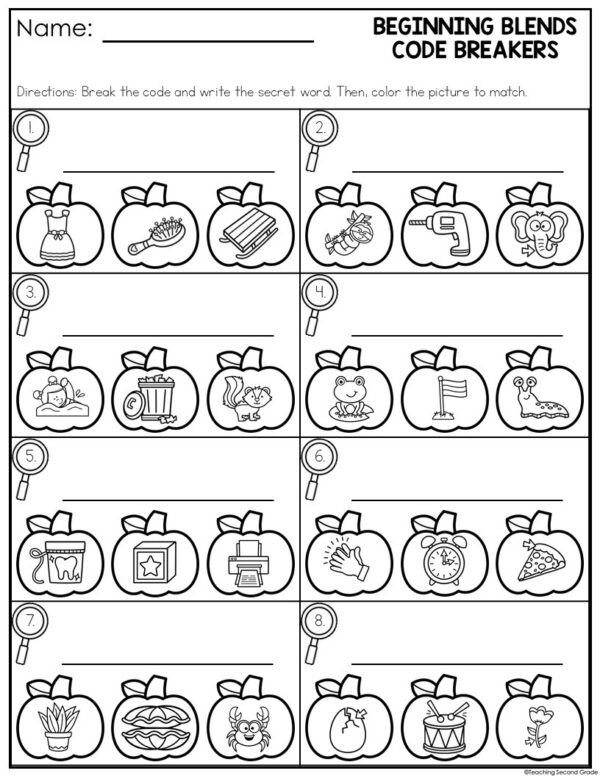 Halloween Beginning Blends Phonics Center | October Literacy Word Work ...