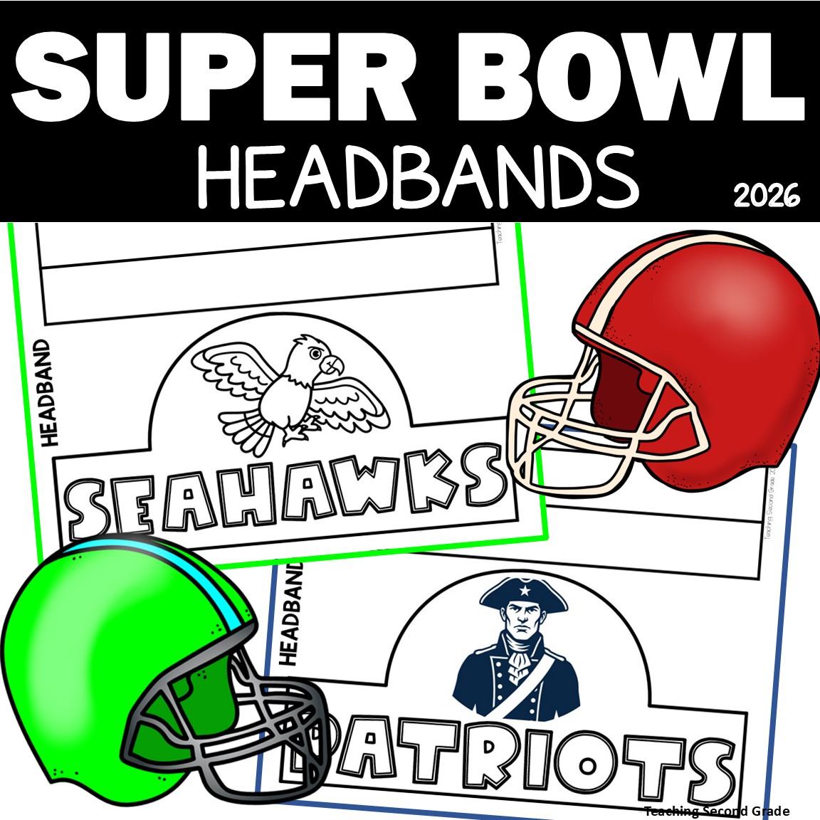 Super Bowl 2026 Headbands – Seahawks vs Patriots Cut and Paste Craft