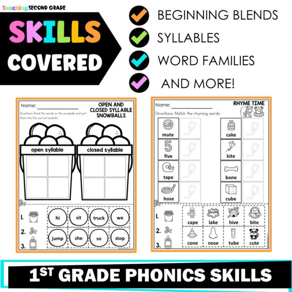 January Phonics Worksheets for 1st Grade - Teaching Ideas Made Easy