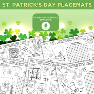St. Patrick’s Day placemats printable activity worksheets for classroom parties