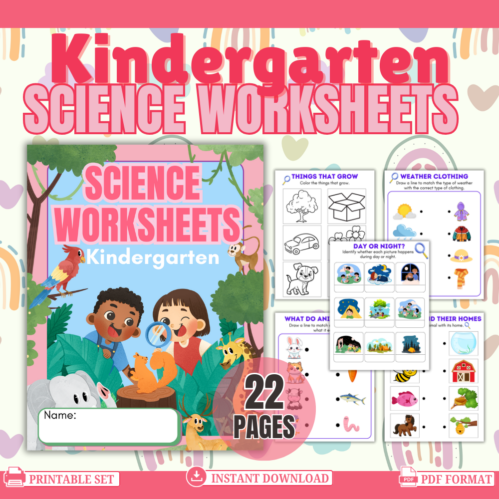 Kindergarten and 1st Grade Science Worksheets Color Centers