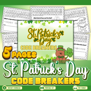 St. Patrick’s Day code breakers printable riddle worksheets with decoder