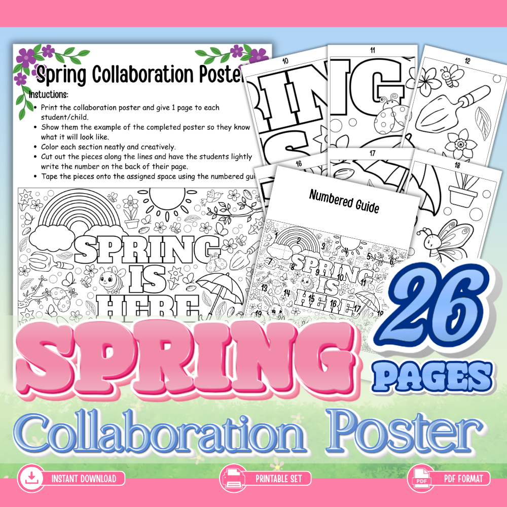 Spring Collaborative Poster 24 Page Coloring Mural