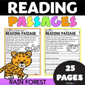 rain forest animals reading comprehension passages with text evidence worksheets for 1st and 2nd grade students