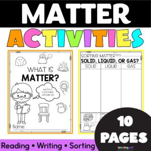 States of matter worksheets solid liquid gas printable science activities