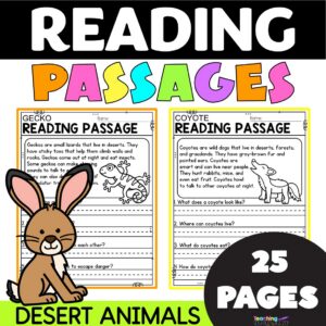 Desert animals reading comprehension passages text evidence nonfiction printable