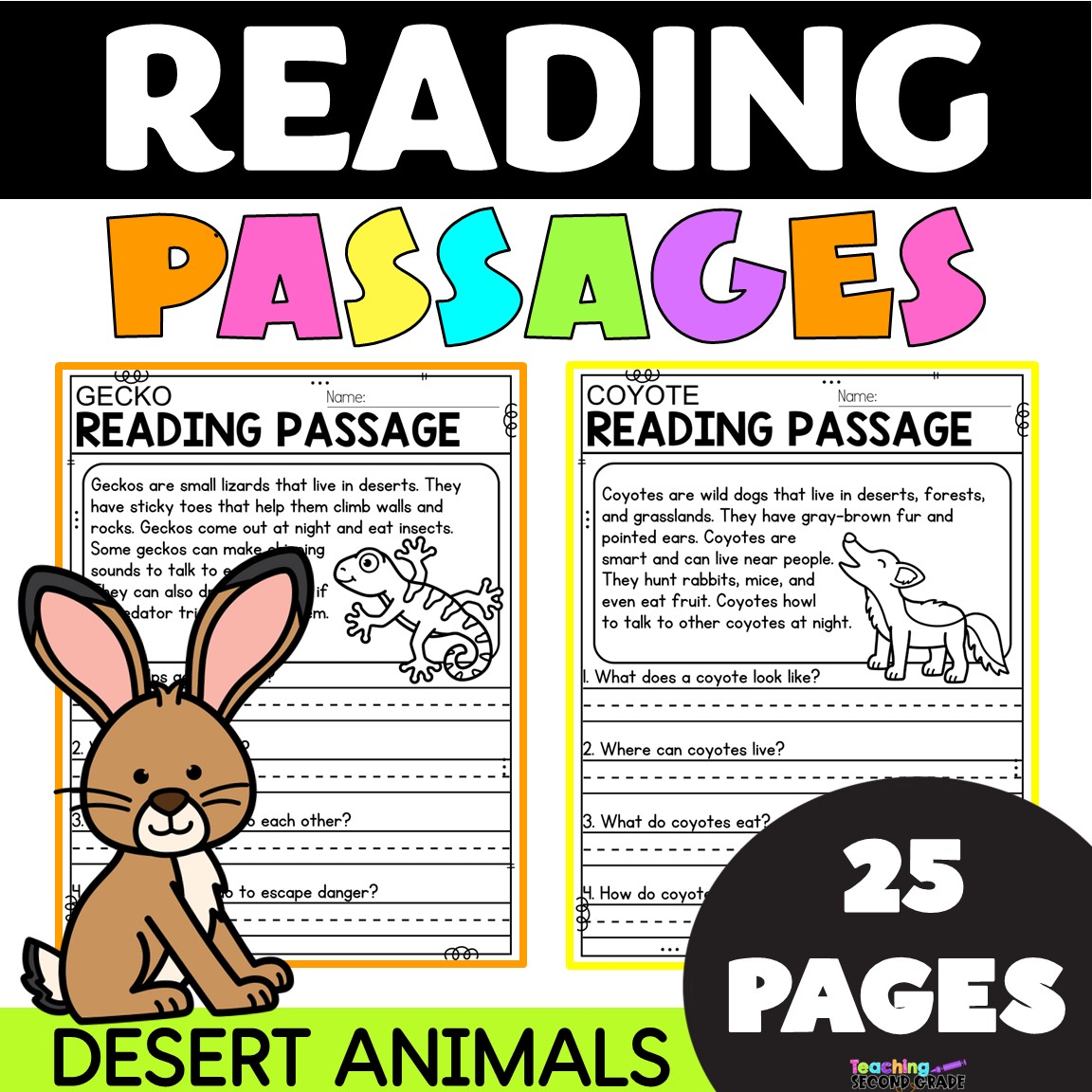 Desert Animals Reading Comprehension | Text Evidence 1st 2nd