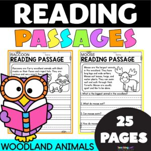 Woodland animals reading comprehension passages text evidence nonfiction printable