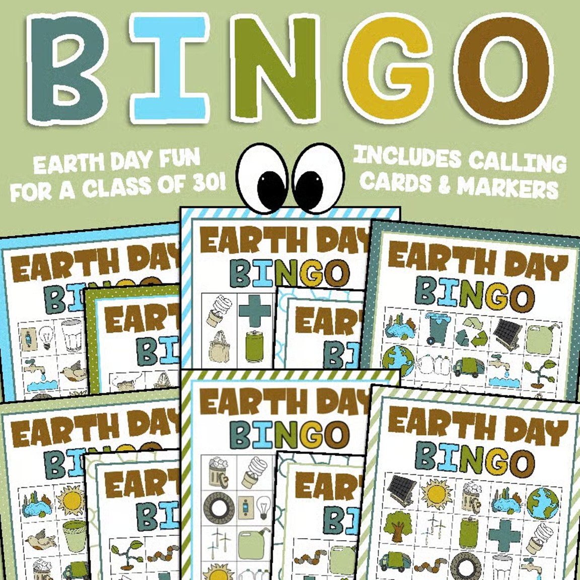 Earth Day Bingo Game Printable 30 Card Class Set