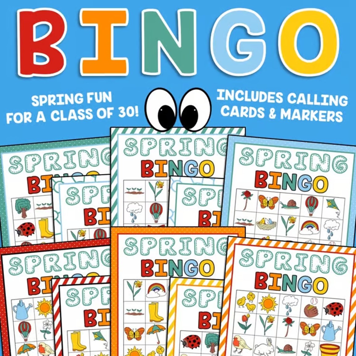 Spring Bingo Game Printable 30 Card Class Set